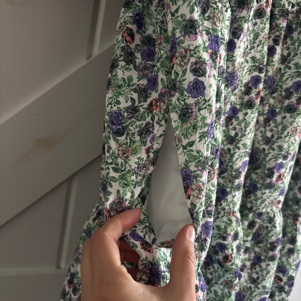 English Factory Floral Puff Sleeve Jacquard High-Low Dress - Picture 8 of 9